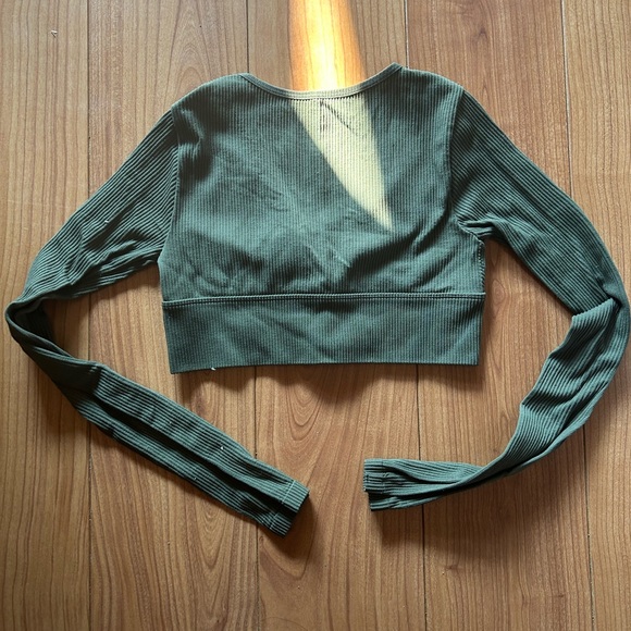 Garage Deep Plunge Top. Green. XS. - Picture 2 of 3